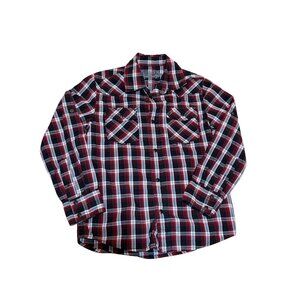 Helix Button Down Shirt Plaid Red Black for Boys Size S